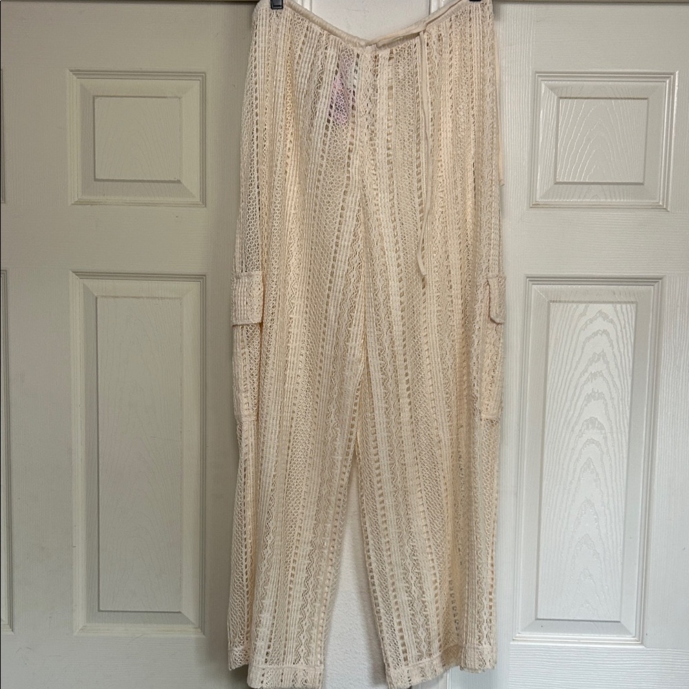 NWT swim cover Wide leg crochet pants